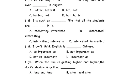 No.116形容词&副词专项练习题①_初中英语语法_最全初中英语语法习题_No.116形容词&副词专项练习题①