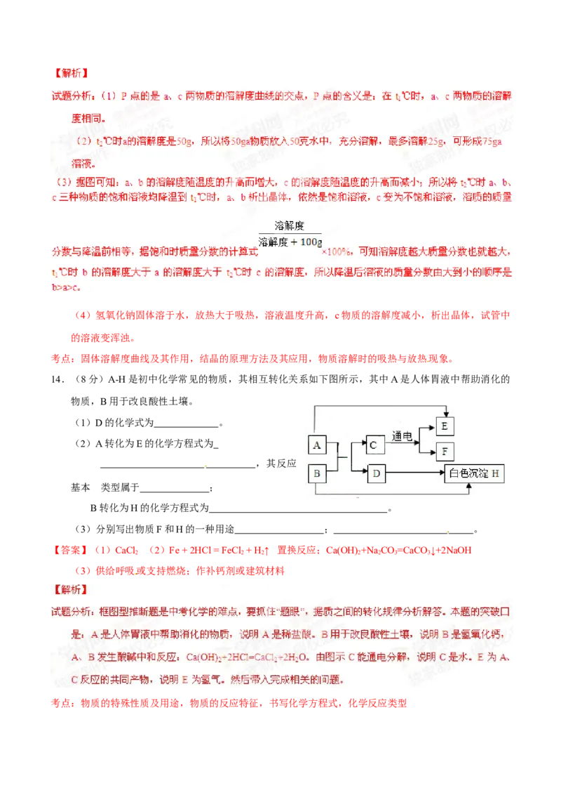 2015年甘肃省武威、白银、定西、平凉、酒泉、临夏州、张掖中考化学试题（解析版）_中考真题_5.化学中考真题2015-2024年_地区卷_甘肃省_甘肃武威化学中考真题（2015年-2022年）
