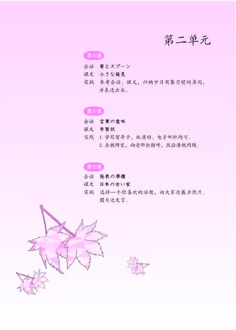 人教版8年级日语全一册高清教材_4-教培资料-26年最新资料-同步更新_初中高中教资_03科三专项（进去保存报考的学科即可）_02科三专项（笔记真题思维导图教学设计版本二）