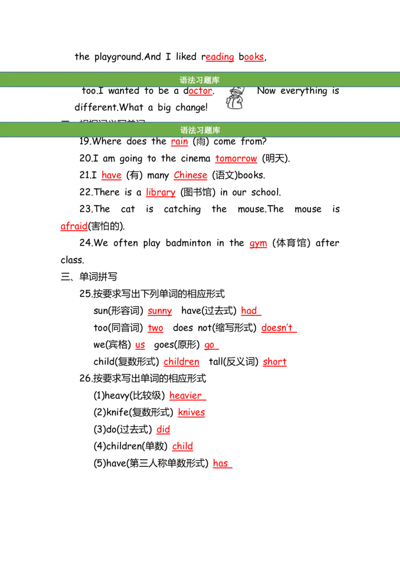 No.167语法专练单词拼写答案解析_初中英语语法_最全初中英语语法习题_No.167语法专练单词拼写