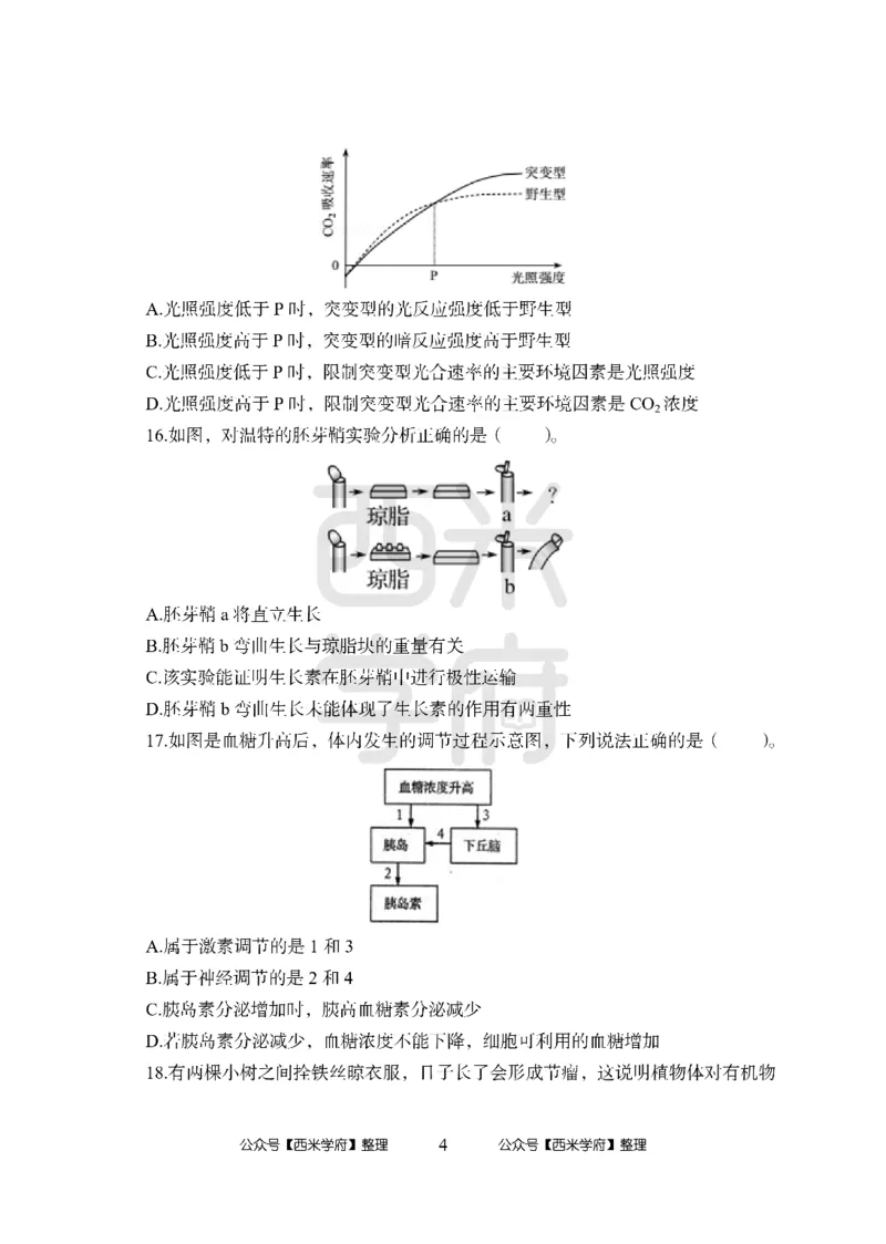 24上中学笔试科目三《学科知识与教学能力》模拟卷-初24上中生物-模拟预测卷_4-教培资料-26年最新资料-同步更新_初中高中教资_03科三专项（进去保存报考的学科即可）_初中