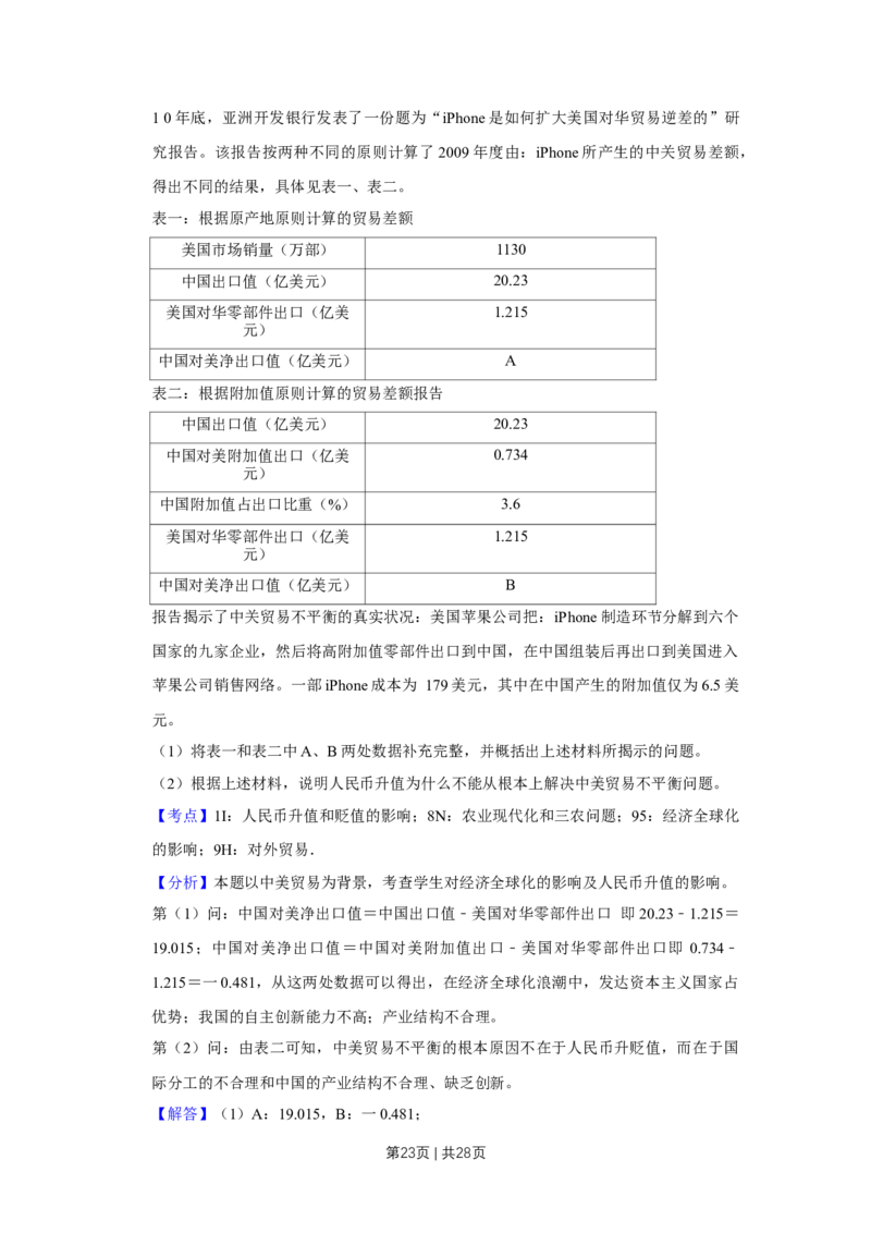 2011年高考政治试卷（江苏）（解析卷）_1.高考2025全国各省真题+答案_01.2008-2024全国高考真题（按省份分类）_10.江苏_2008-2024&middot;（江苏）政治高考真题