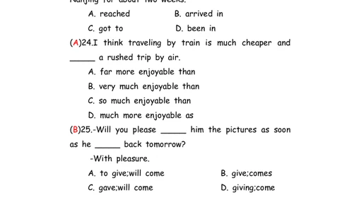 No.146综合训练选择题④答案解析_初中英语语法_最全初中英语语法习题_No.146综合训练选择题④