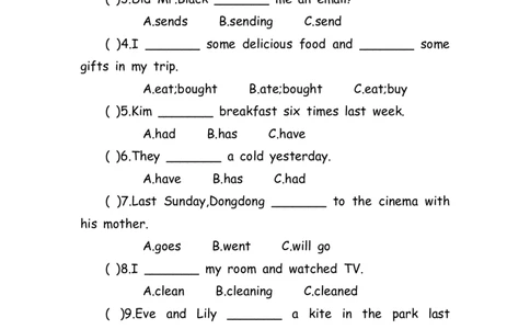 No.174一般过去时练习题①_初中英语语法_最全初中英语语法习题_No.174一般过去时练习题①