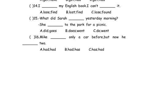 No.174一般过去时练习题①_初中英语语法_最全初中英语语法习题_No.174一般过去时练习题①