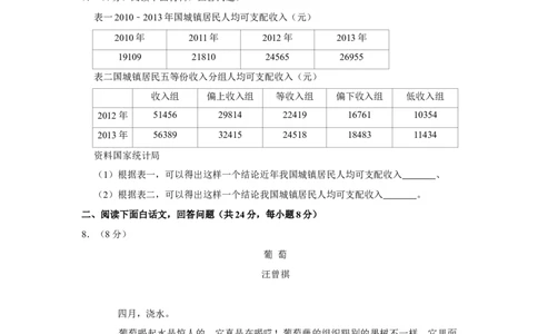 2014年湖南省株洲市中考语文试卷（学生版）_中考真题_1.语文中考真题2015-2024年_地区卷_湖南省_湖南株洲卷中考语文07-22