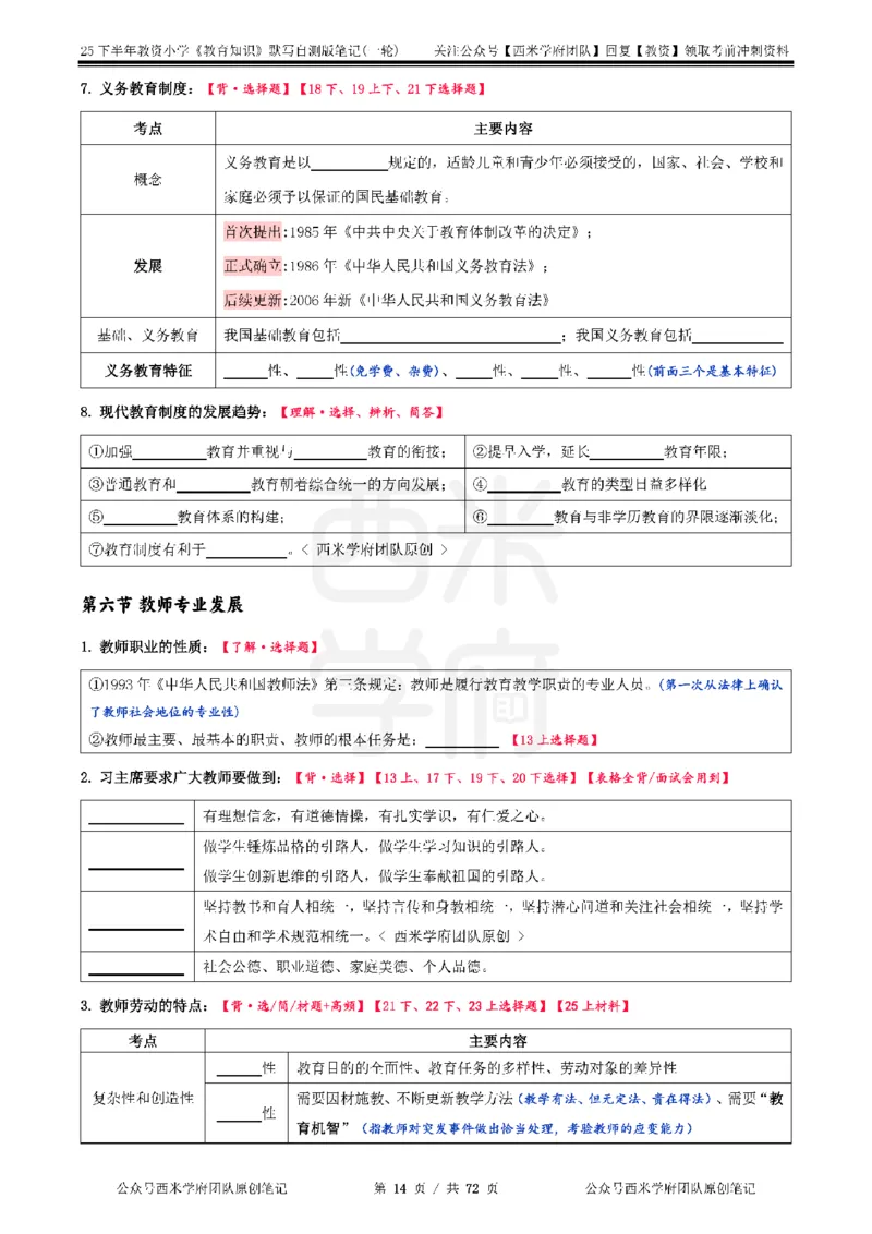 25下小学-教育知识-一轮默写自测笔记_4-教培资料-26年最新资料-同步更新_小学教资_04小学重点笔记_25下教资笔试西米学府学霸笔记（中小：科一科二）_小学：一轮重点笔记+默写本