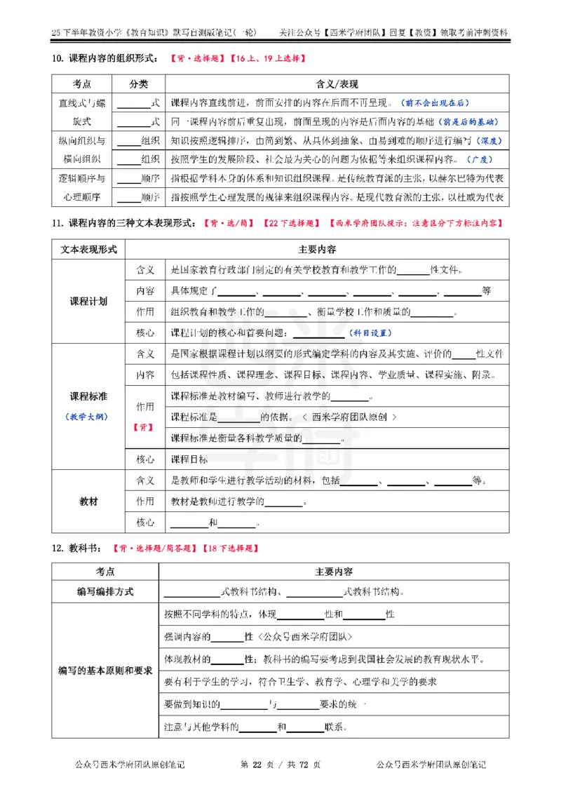 25下小学-教育知识-一轮默写自测笔记_4-教培资料-26年最新资料-同步更新_小学教资_04小学重点笔记_25下教资笔试西米学府学霸笔记（中小：科一科二）_小学：一轮重点笔记+默写本