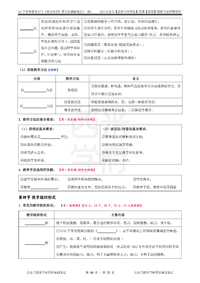 25下小学-教育知识-一轮默写自测笔记_4-教培资料-26年最新资料-同步更新_小学教资_04小学重点笔记_25下教资笔试西米学府学霸笔记（中小：科一科二）_小学：一轮重点笔记+默写本