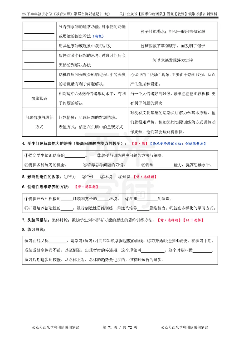 25下小学-教育知识-一轮默写自测笔记_4-教培资料-26年最新资料-同步更新_小学教资_04小学重点笔记_25下教资笔试西米学府学霸笔记（中小：科一科二）_小学：一轮重点笔记+默写本