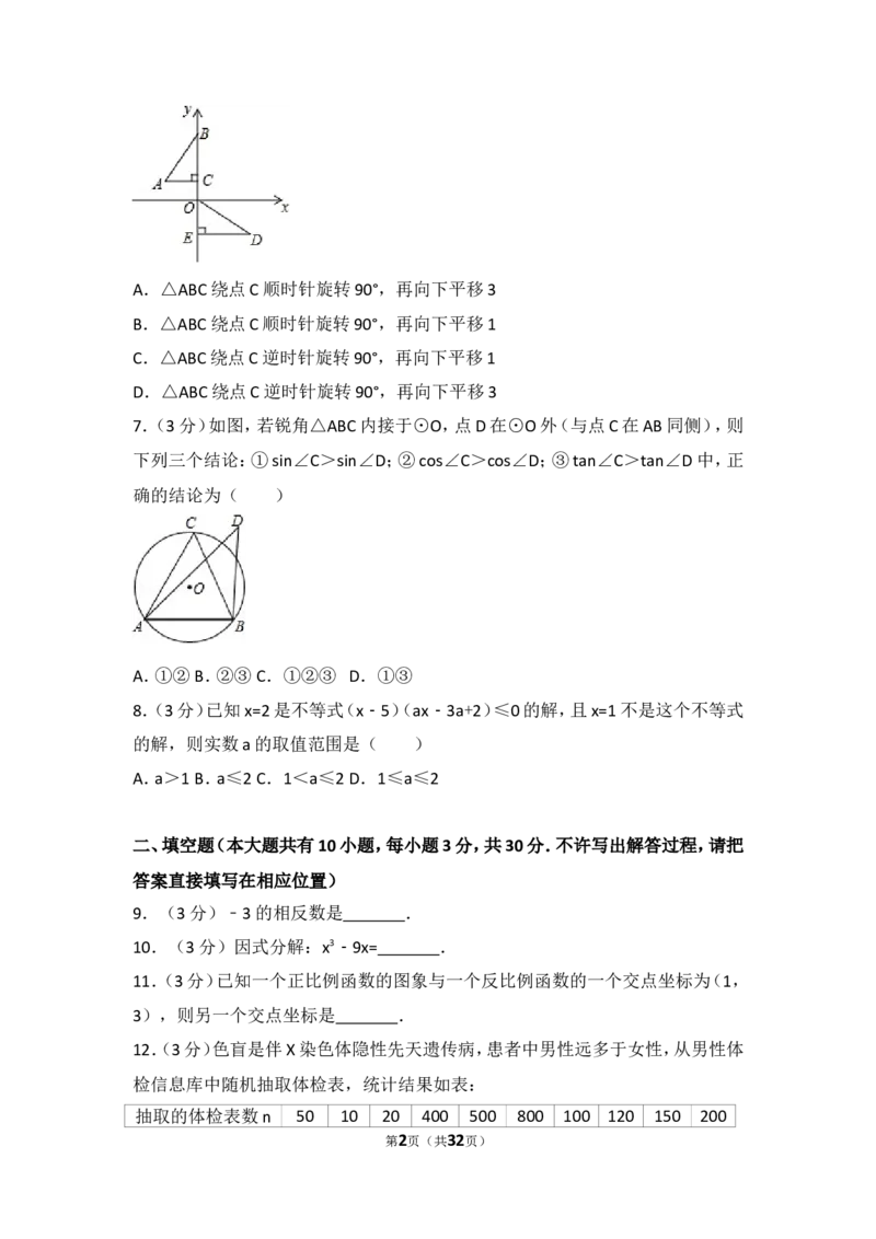 2015年江苏扬州市中考数学试卷及答案_中考真题_2.数学中考真题2015-2024年_地区卷_江苏省_扬州中考数学08-22