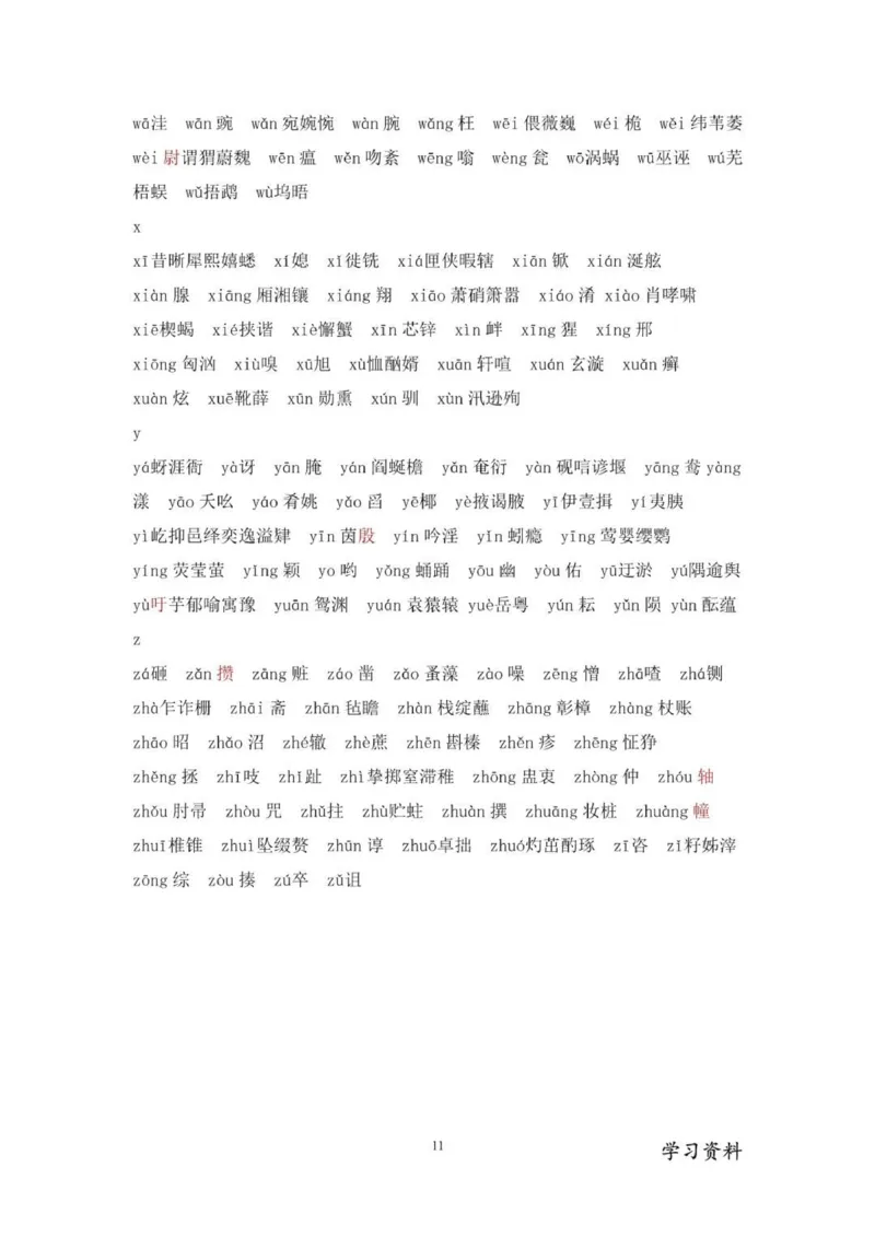 现代汉语3500个常用字(按拼音排序)_普高真题卷_广东语文普高学考(春考)_复习资料