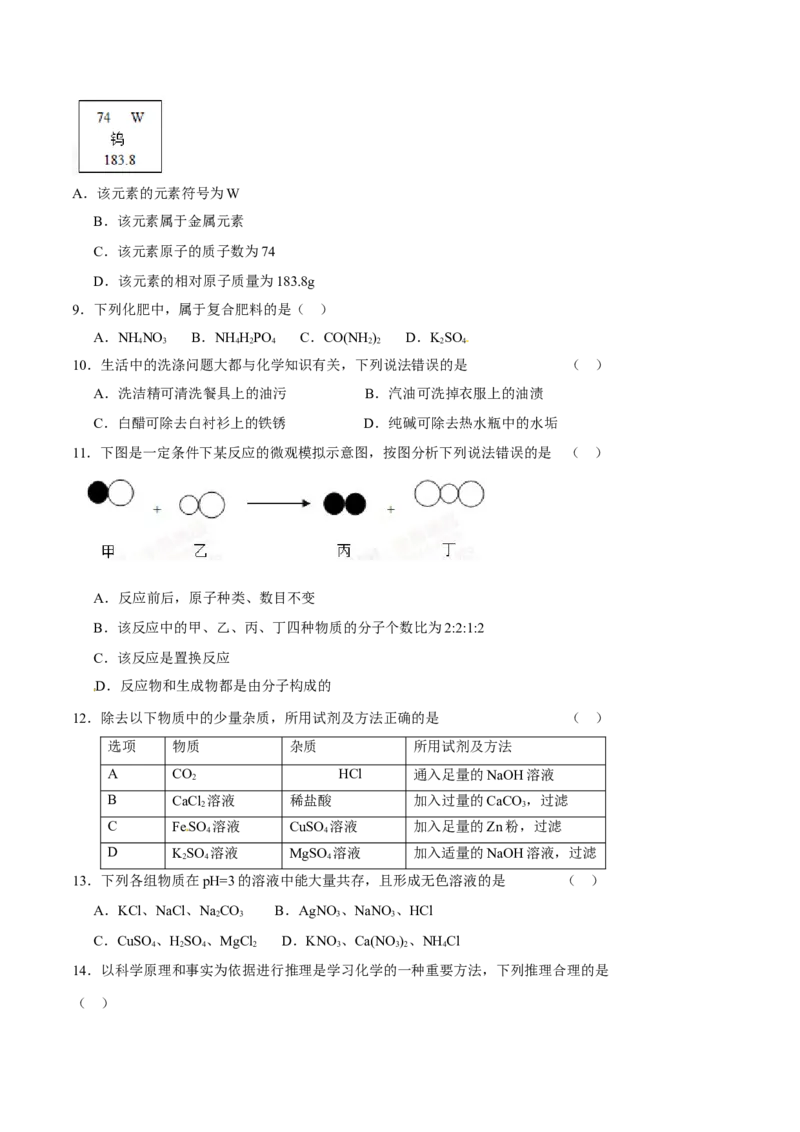 2015年辽宁省营口市中考化学试题（空白卷）_中考真题_5.化学中考真题2015-2024年_地区卷_辽宁化学_辽宁化学_营口化学15-22