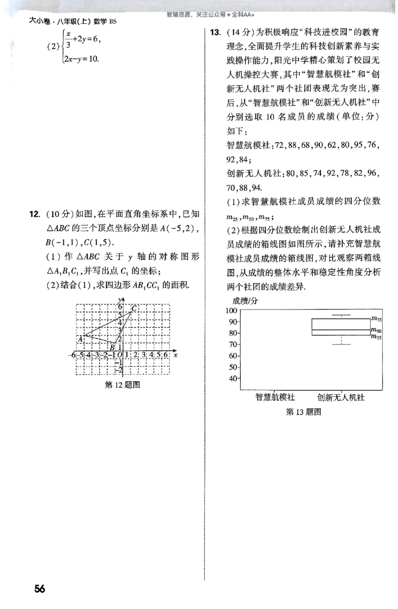 2026《万唯大小卷&bull;数学》8上周测小卷(BS)_2026万唯系列预习复习_2026版初中《万唯大小卷》8年级上册（全科多版本）_2026《万唯大小卷&bull;数学》8上(BS)