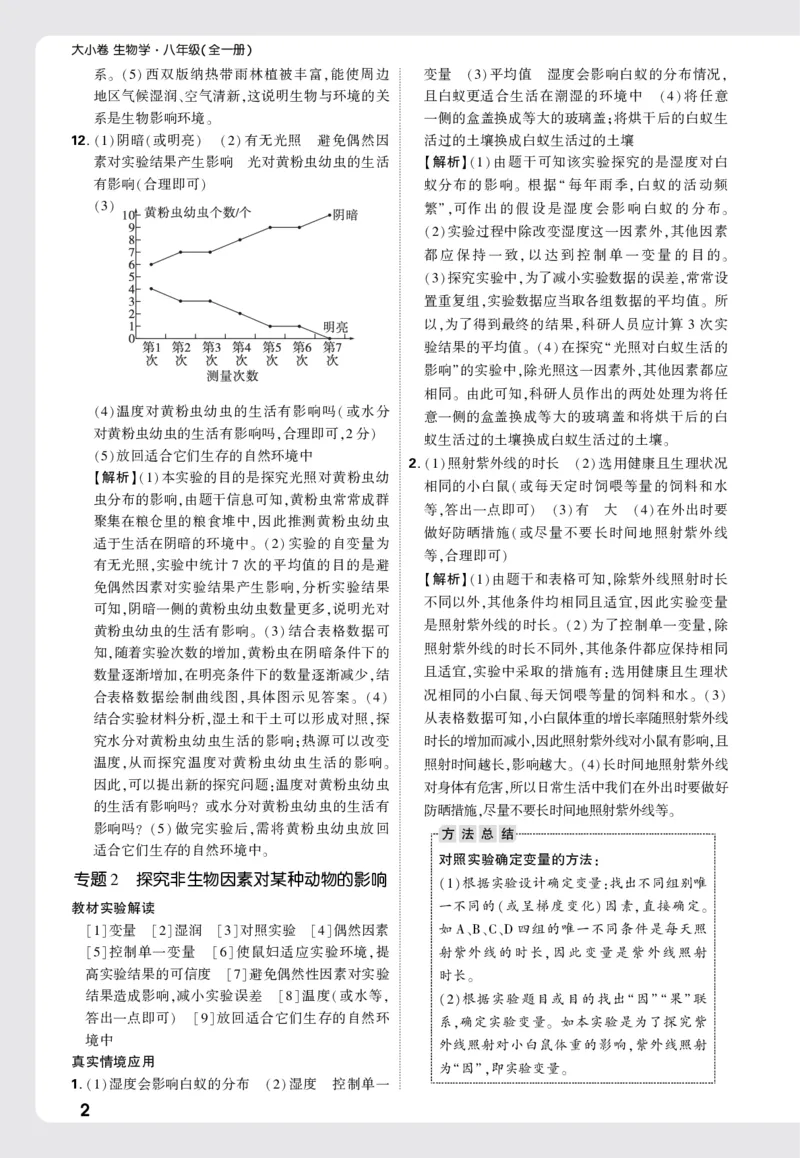 2026《万唯大小卷&bull;生物》8全周测小卷详解详析(RJ)_2026万唯系列预习复习_2026版初中《万唯大小卷》8年级上册（全科多版本）_2026《万唯大小卷&bull;生物》8全(RJ)