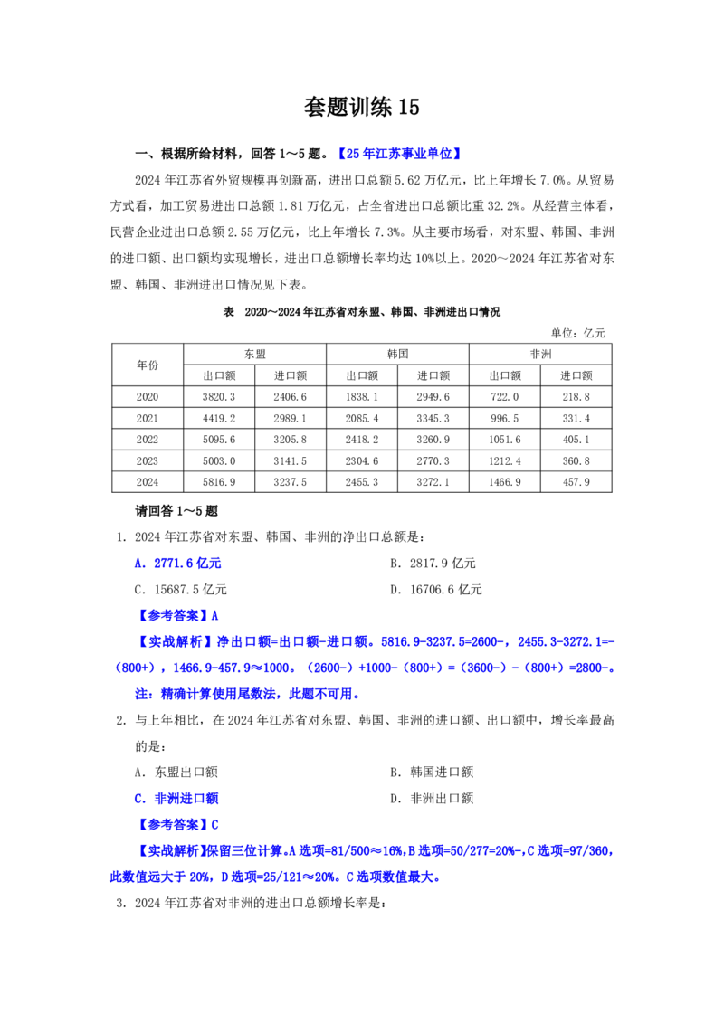 海海刷资料分析套题训练15、16随堂笔记_2026考公资料_（01）花生十三_04刷题班2026年省考四海行测2000题海海刷(1)_01.资料分析刷题_专项笔记_笔记