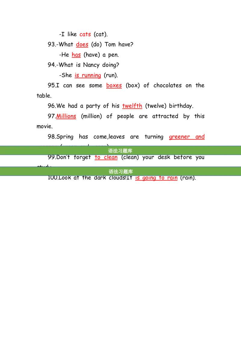 No.186适当形式填空100题②答案解析_初中英语语法_最全初中英语语法习题_No.186适当形式填空100题②