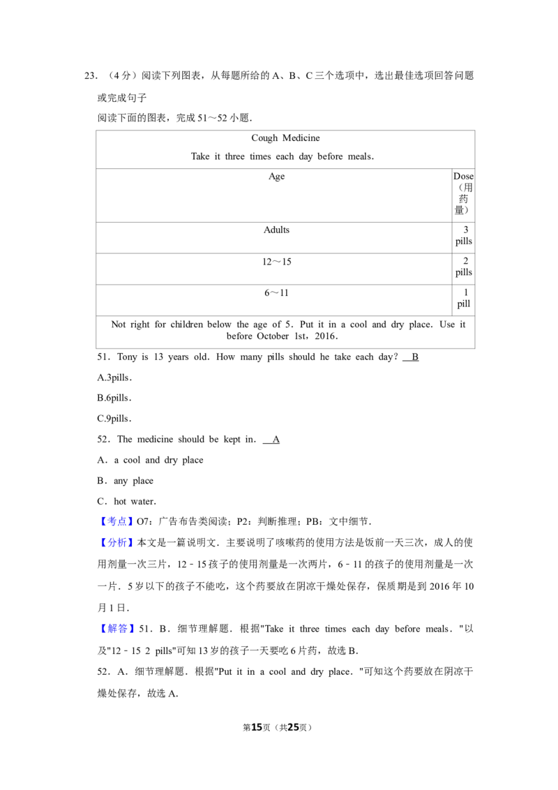 2015年湖南省郴州市中考英语试卷（教师版）学霸冲冲冲shop348121278.taobao.com_中考真题_3.英语中考真题2015-2024年_地区卷_湖南省_郴州英语08-22缺13_教师版