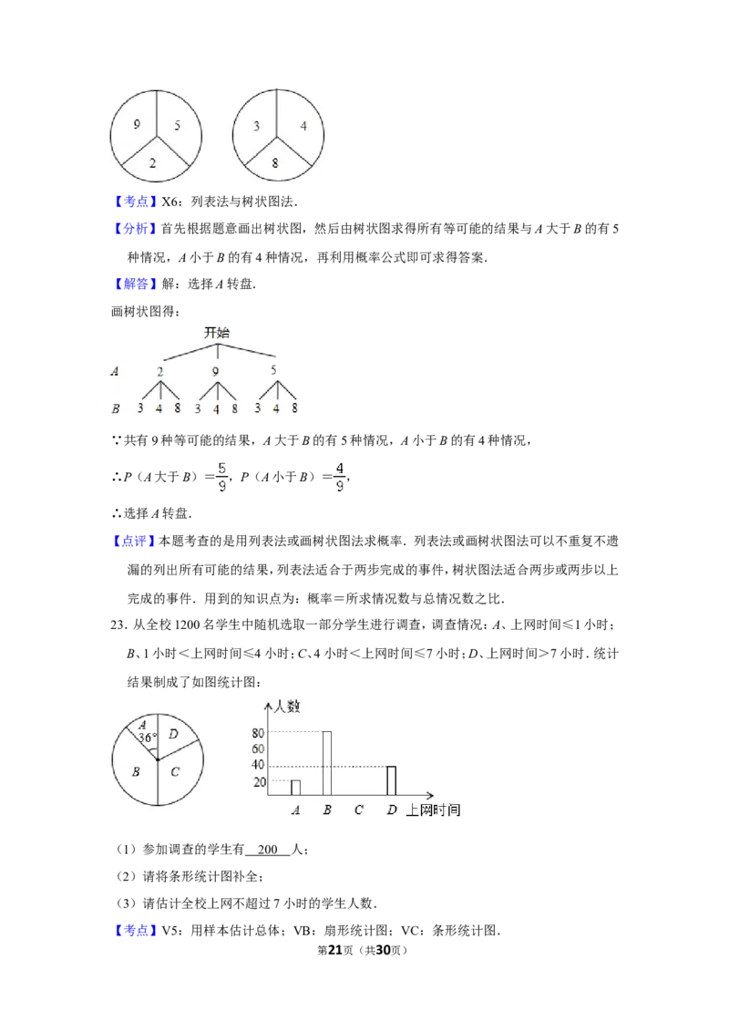 2014年湖南省湘潭市中考数学试卷（含解析版）_中考真题_2.数学中考真题2015-2024年_地区卷_湖南省_湘潭数学12-23