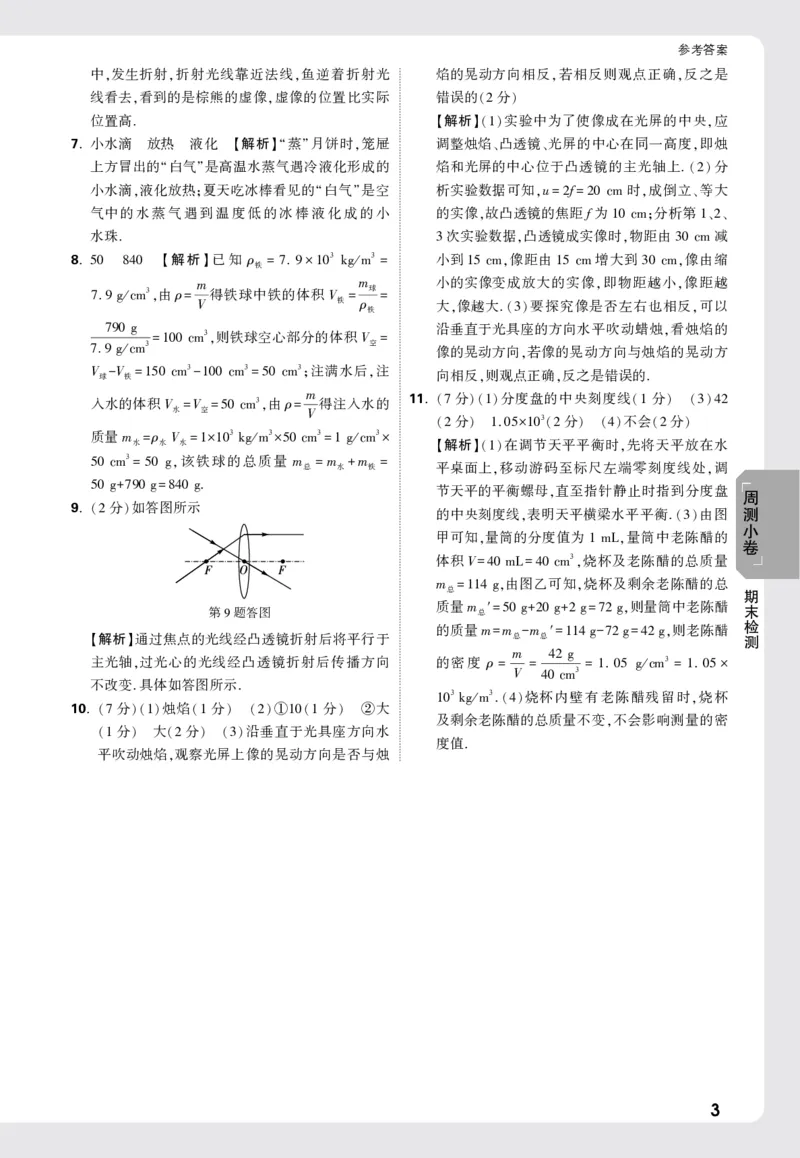 2026《万唯大小卷&bull;物理》8上周测小卷详解详析(HY)_2026万唯系列预习复习_2026版初中《万唯大小卷》8年级上册（全科多版本）_2026《万唯大小卷&bull;物理》8上(HY)