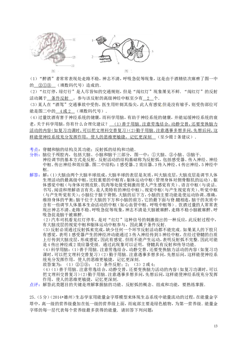 2014年德州市中考生物真题试题(解析版)_中考真题_8.生物中考真题2015-2024年_地区卷_山东省_山东德州生物11-20