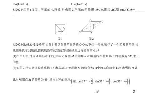 第22课时　锐角三角函数及其应用2025年中考数学一轮专题复习强化练习（含答案）_2数学总复习_2025中考复习资料_2025年中考数学一轮专题复习强化练习（含答案）