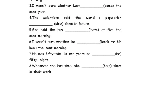 No.73过去将来时练习题①_初中英语语法_最全初中英语语法习题_No.73过去将来时练习题①