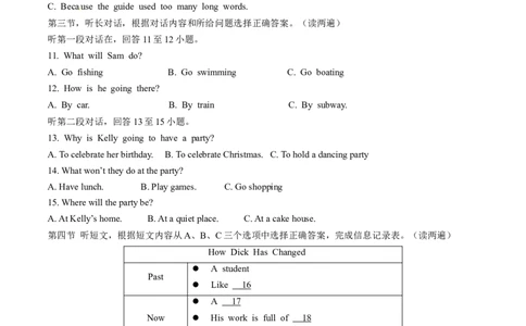 2015年中考真题精品解析英语（青海西宁卷）精编word版（原卷版）_中考真题_3.英语中考真题2015-2024年_2015年全国中考YINGYU144份_2015年中考真题精品解析英语（青海西宁卷）精编word版