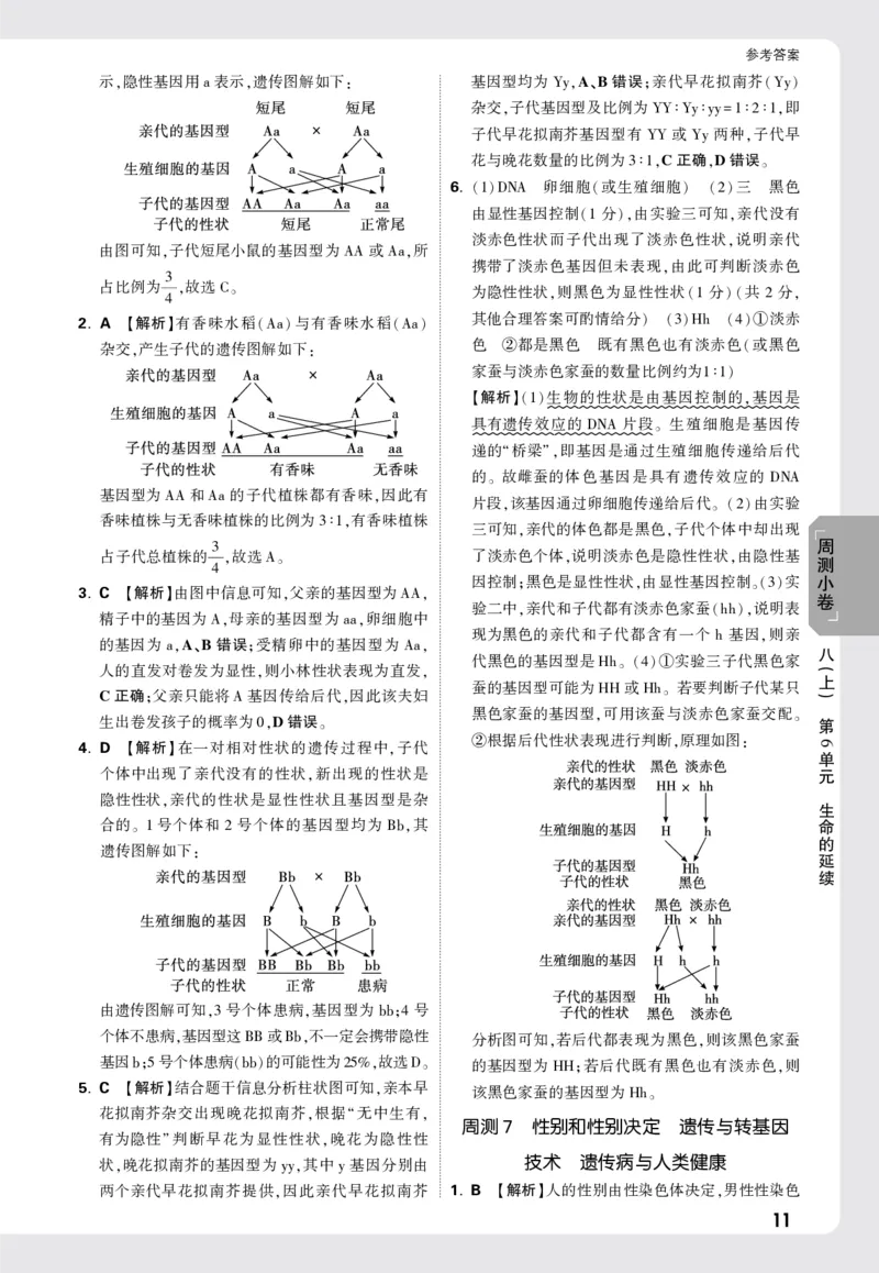 2026《万唯大小卷&bull;生物》8全周测小卷详解详析(北师)_2026万唯系列预习复习_2026版初中《万唯大小卷》8年级上册（全科多版本）_2026《万唯大小卷&bull;生物》8全(BS)