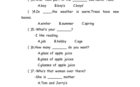 No.179名词练习题①_初中英语语法_最全初中英语语法习题_No.179名词练习题①
