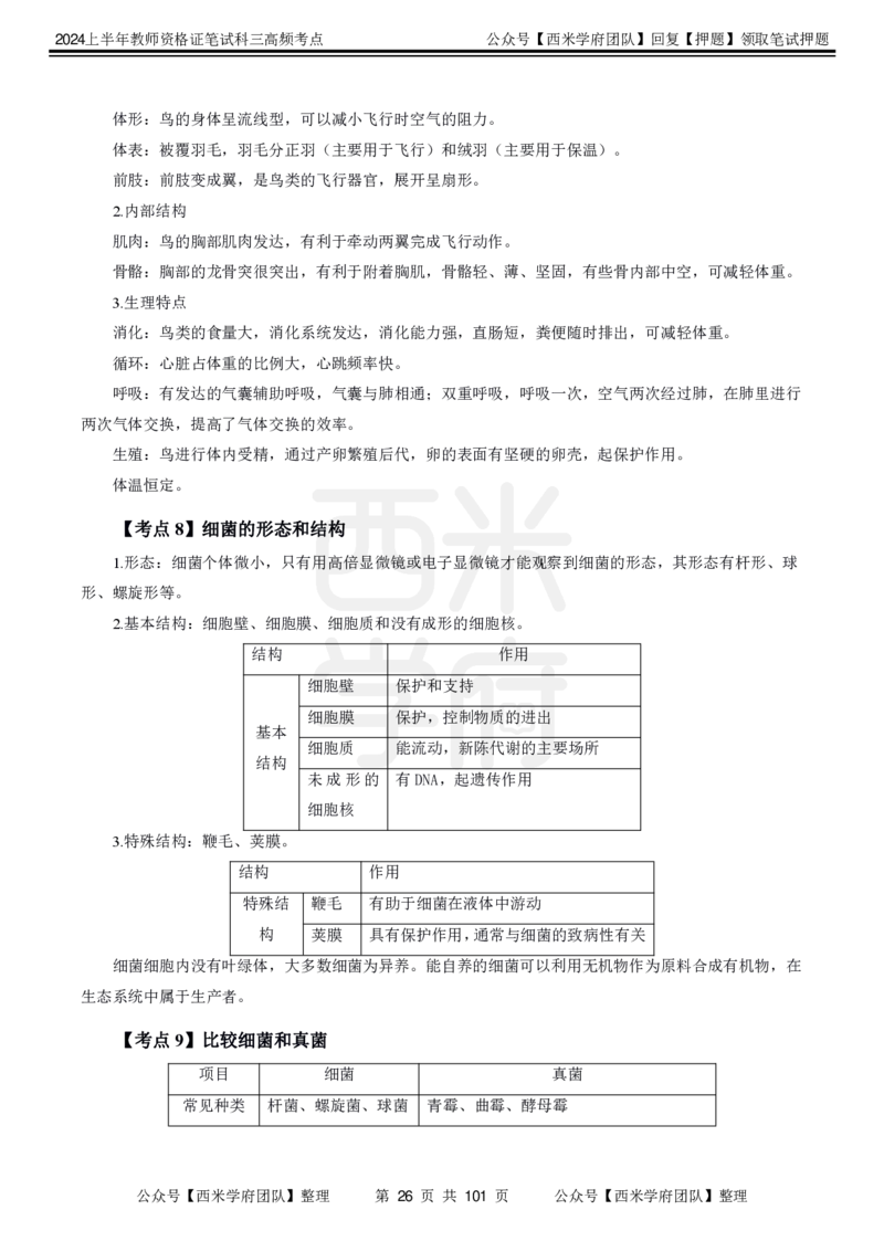 中学生物-高频考点_4-教培资料-26年最新资料-同步更新_初中高中教资_03科三专项（进去保存报考的学科即可）_01科目三FB网课、三色速记手册、知识点导图等推荐_初中