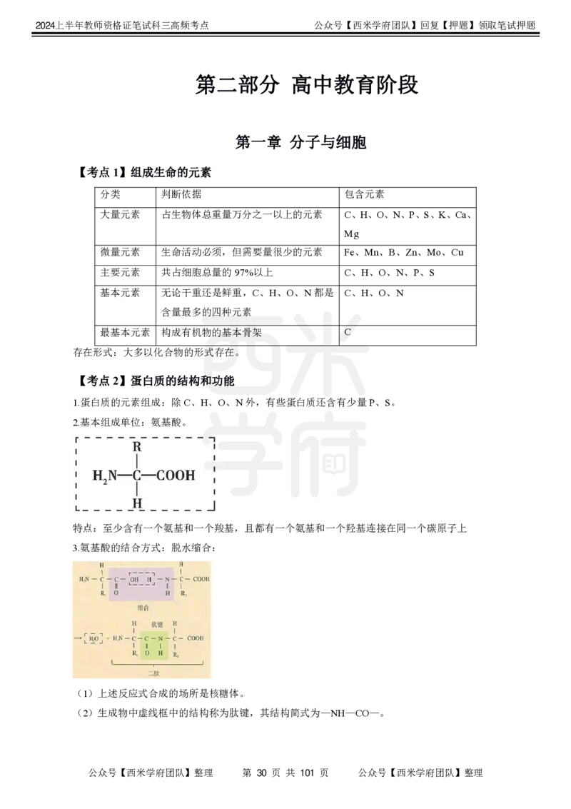 中学生物-高频考点_4-教培资料-26年最新资料-同步更新_初中高中教资_03科三专项（进去保存报考的学科即可）_01科目三FB网课、三色速记手册、知识点导图等推荐_初中