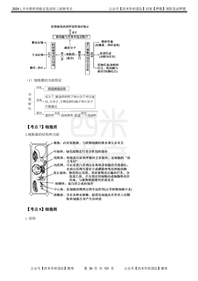 中学生物-高频考点_4-教培资料-26年最新资料-同步更新_初中高中教资_03科三专项（进去保存报考的学科即可）_01科目三FB网课、三色速记手册、知识点导图等推荐_初中