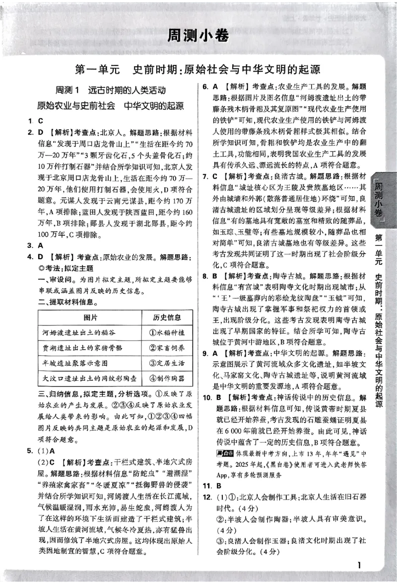 2026《万唯大小卷&bull;历史》7上参考答案_2026万唯系列预习复习_2026版初中《万唯大小卷》7年级上册（全科多版本）_2026《万唯大小卷&bull;历史》7上