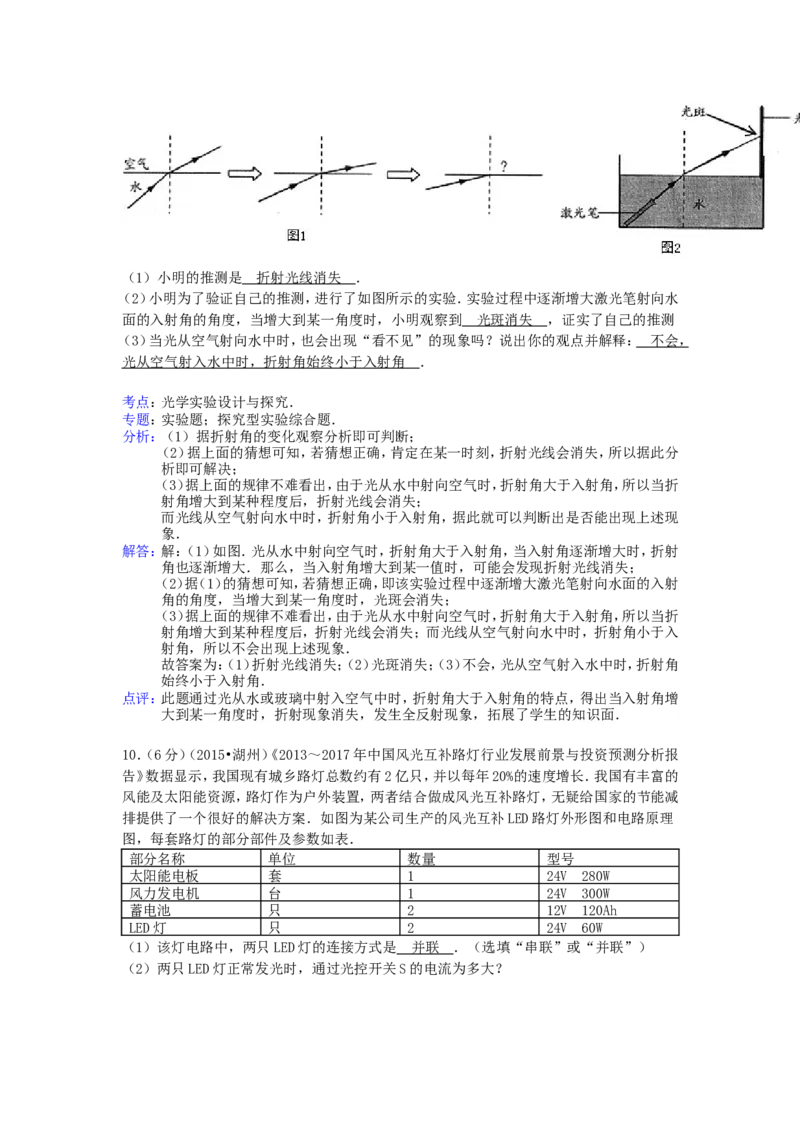 2015浙江省湖州市中考物理真题及答案_中考真题_4.物理中考真题2015-2024年_地区卷_浙江省_浙江湖州物理15,17,18,19.21