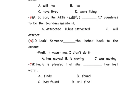 No.74时态混合练习题①答案解析_初中英语语法_最全初中英语语法习题_No.74时态混合练习题①
