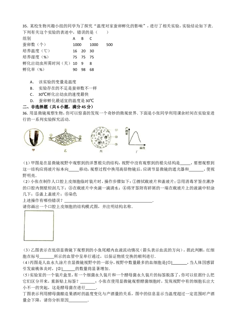 2015年山东青岛初中生物学业考试题及答案_中考真题_8.生物中考真题2015-2024年_地区卷_青岛生物