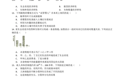 2015年山东青岛初中生物学业考试题及答案_中考真题_8.生物中考真题2015-2024年_地区卷_青岛生物
