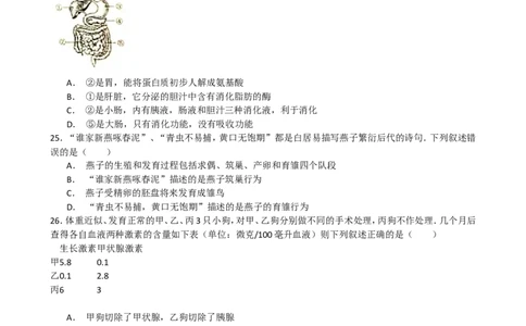 2015年山东青岛初中生物学业考试题及答案_中考真题_8.生物中考真题2015-2024年_地区卷_青岛生物