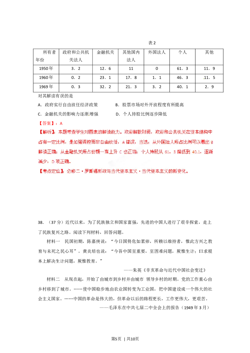 2012年高考历史试卷（福建）（解析卷）_1.高考2025全国各省真题+答案_01.2008-2024全国高考真题（按省份分类）_24.福建_2012-2024&middot;（福建）历史高考真题