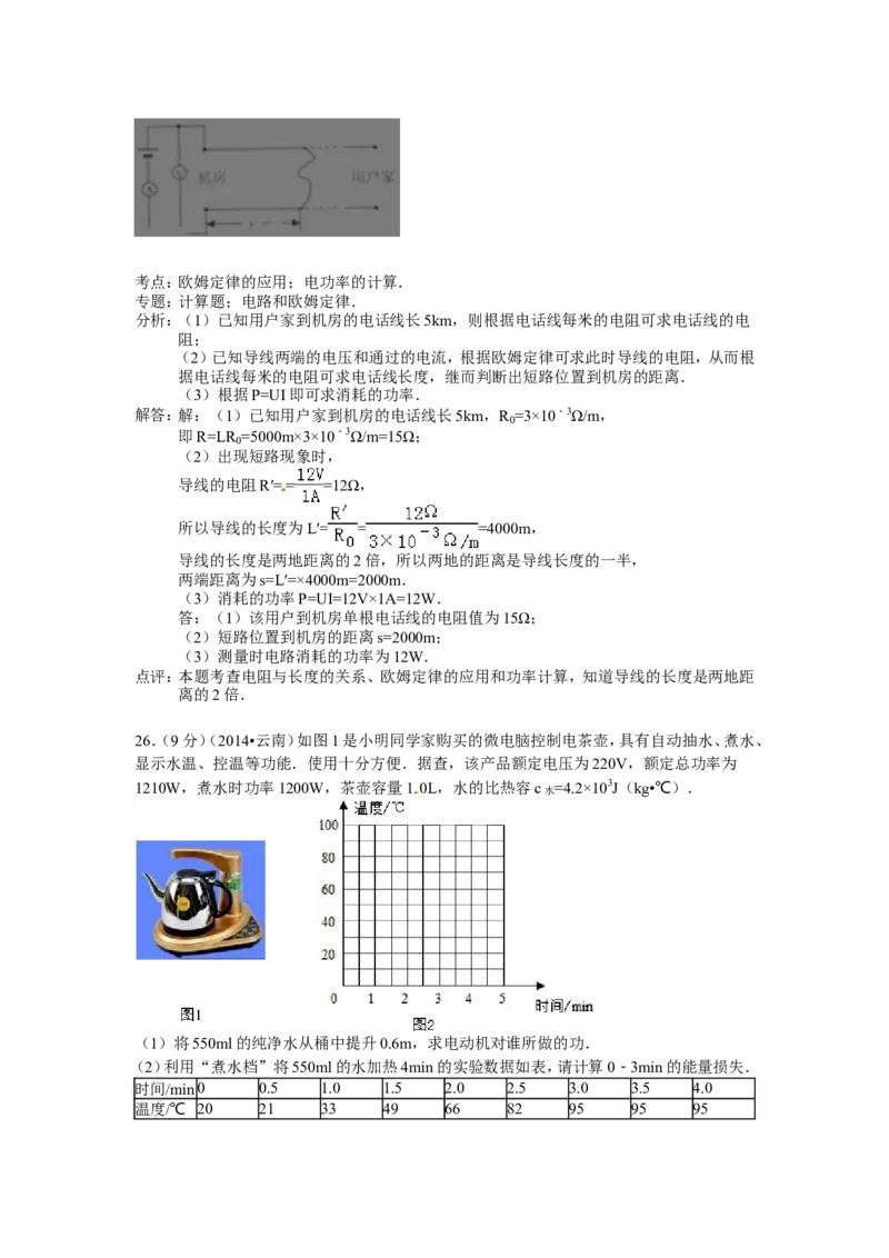 2014年云南省中考物理试题有答案(word版)_中考真题_4.物理中考真题2015-2024年_地区卷_云南省_云南中考物理2010--2022年（云南省统一试卷）