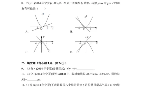 2014年宁夏省中考数学试卷（含解析版）_中考真题_2.数学中考真题2015-2024年_2014年全国中考数学170份