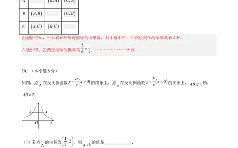 数学（浙江卷）（参考答案及评分标准）_2数学总复习_赠送：2024中考模拟题数学_三模（42套）_数学（浙江卷）
