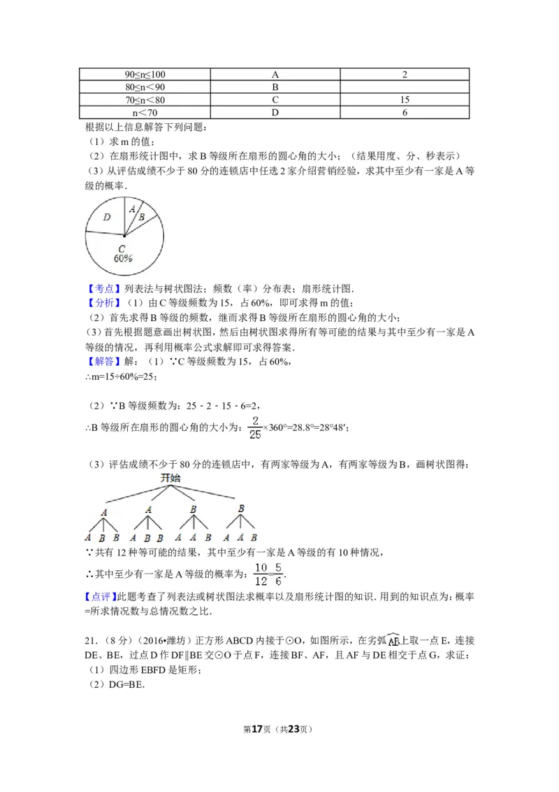 2016年山东省潍坊市中考数学试卷（含解析版）_中考真题_2.数学中考真题2015-2024年_2016年全国中考数学160份