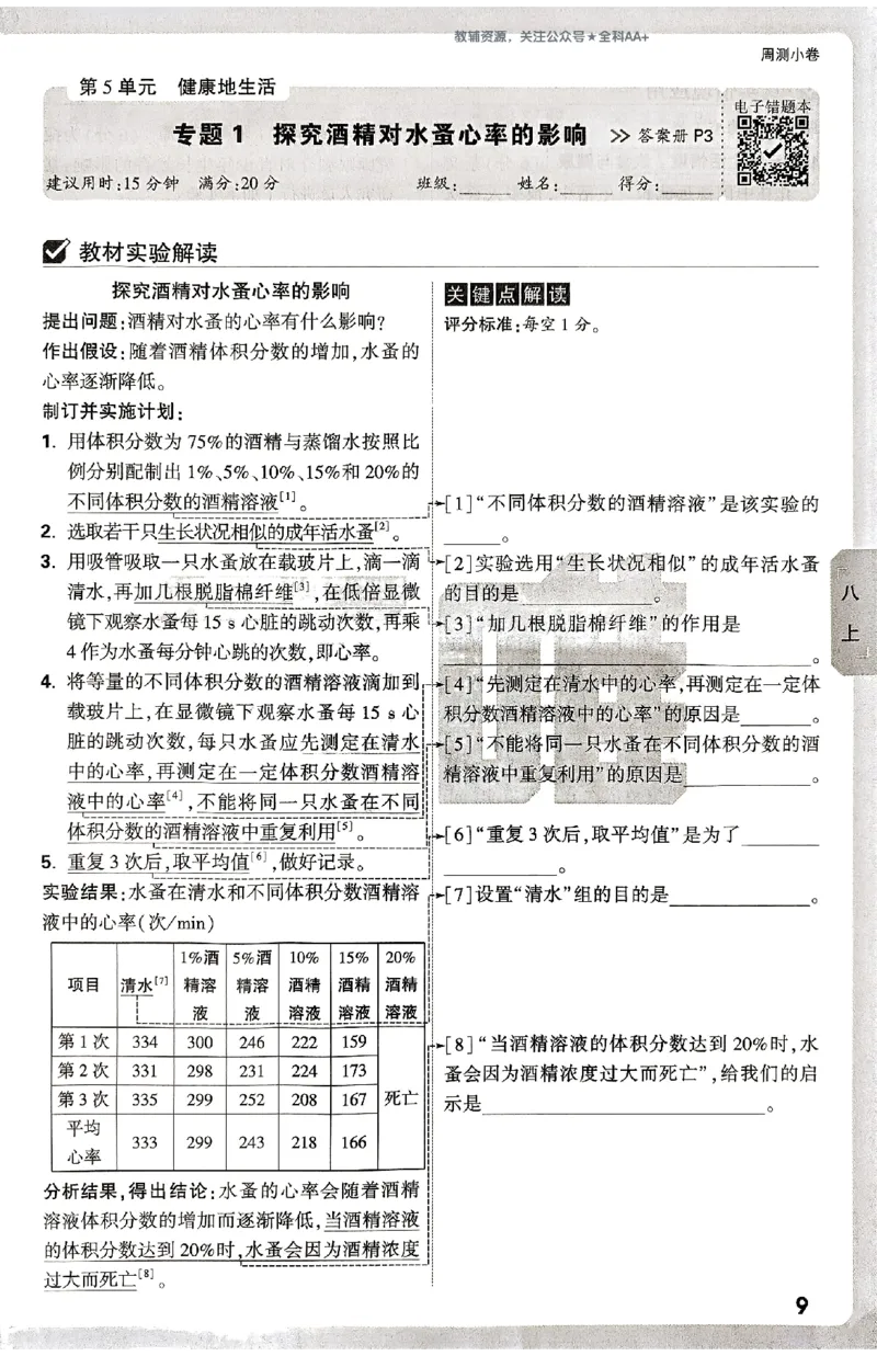 2026《万唯大小卷&bull;生物》8全周测小卷(北师)_2026万唯系列预习复习_2026版初中《万唯大小卷》8年级上册（全科多版本）_2026《万唯大小卷&bull;生物》8全(BS)
