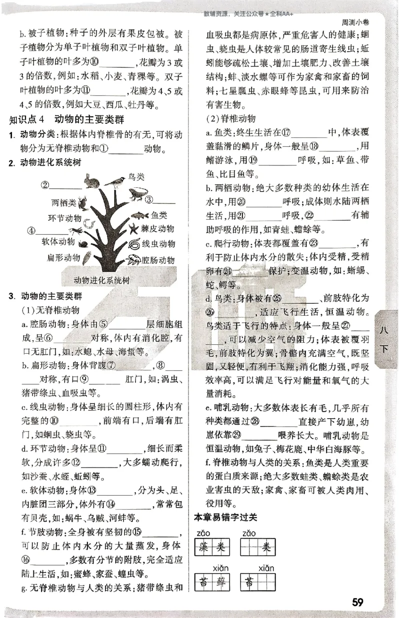 2026《万唯大小卷&bull;生物》8全周测小卷(北师)_2026万唯系列预习复习_2026版初中《万唯大小卷》8年级上册（全科多版本）_2026《万唯大小卷&bull;生物》8全(BS)