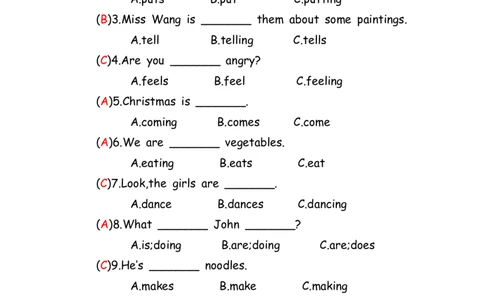 No.151语法专练现在进行时答案解析_初中英语语法_最全初中英语语法习题_No.151语法专练现在进行时
