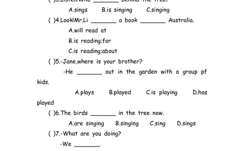 No.170现在进行时练习题②_初中英语语法_最全初中英语语法习题_No.170现在进行时练习题②