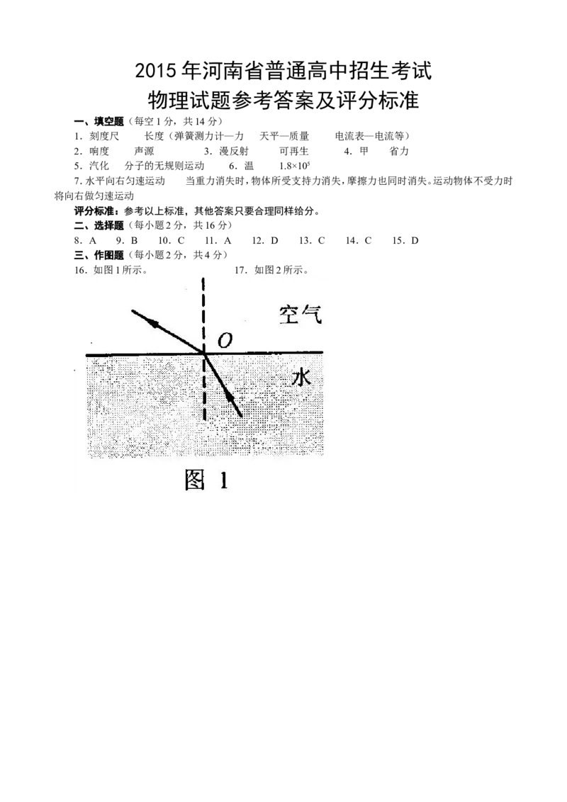 2015年河南省中考物理试卷及答案_中考真题_4.物理中考真题2015-2024年_地区卷_河南中考物理08-22（河南省统一试卷）