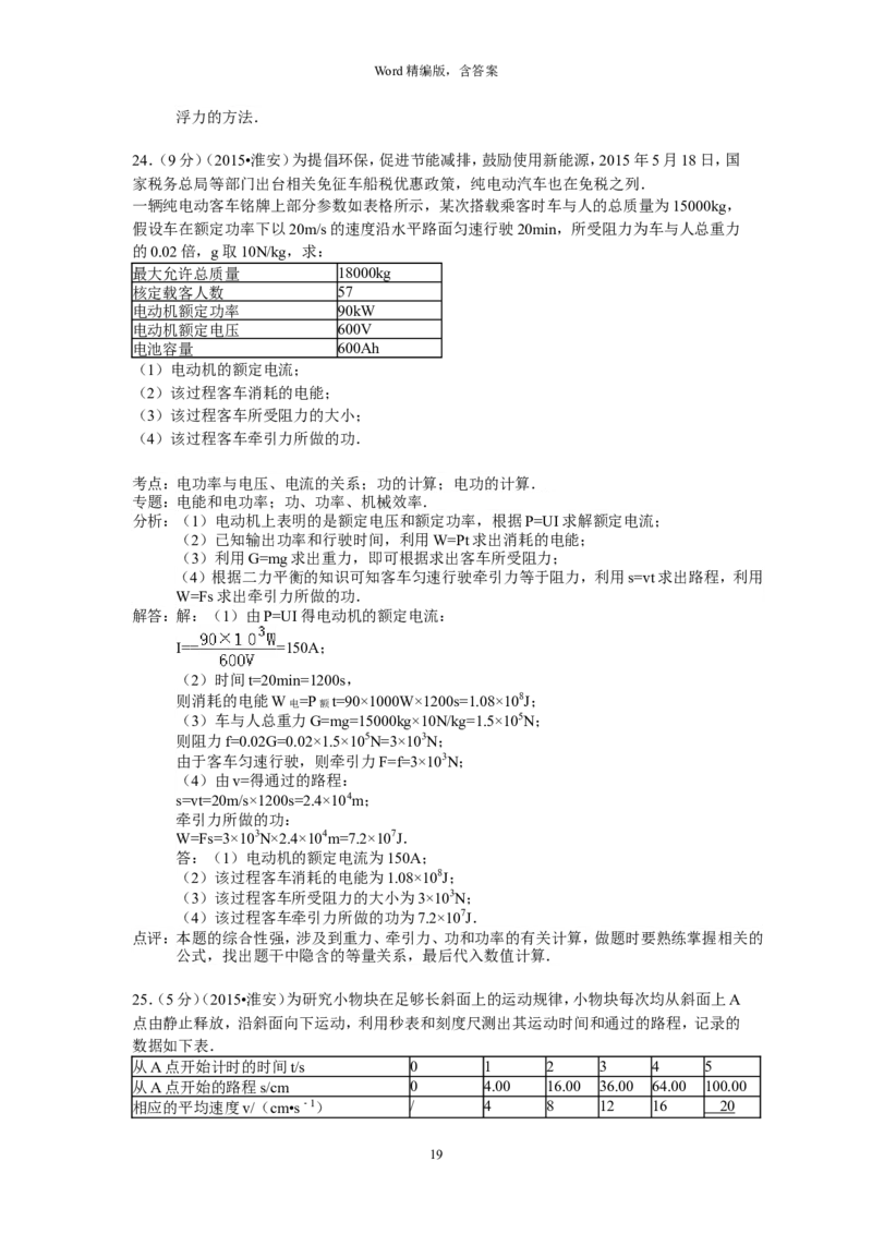 2015年江苏淮安市中考物理试题及答案(Word版)_中考真题_4.物理中考真题2015-2024年_地区卷_江苏省_淮安中考物理08-22